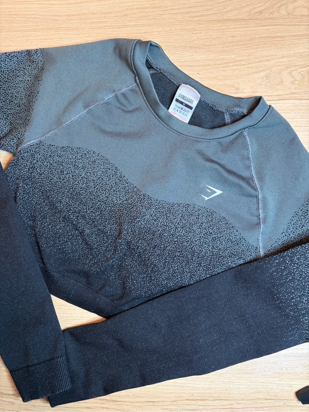 Gymshark Seamless Medium Long Sleeve Crop Top - Charcoal/Black